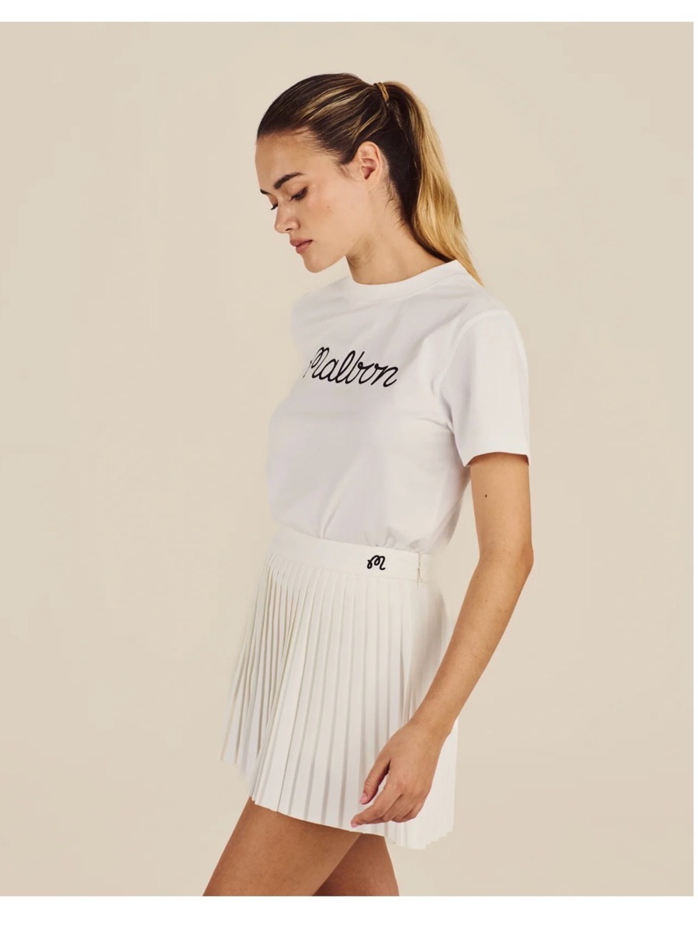 MALBON White Pleated Mini Kate Skirt